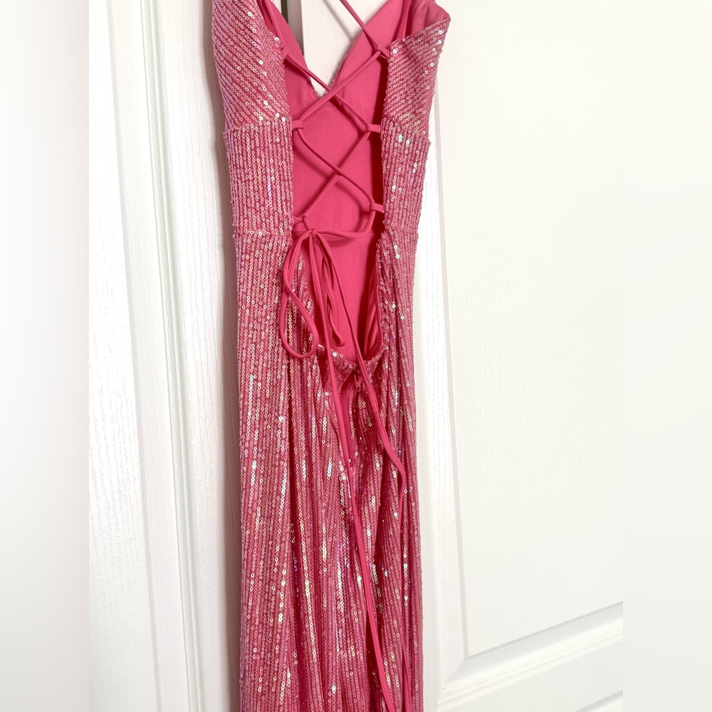 Pink Sequin Strappy Dress